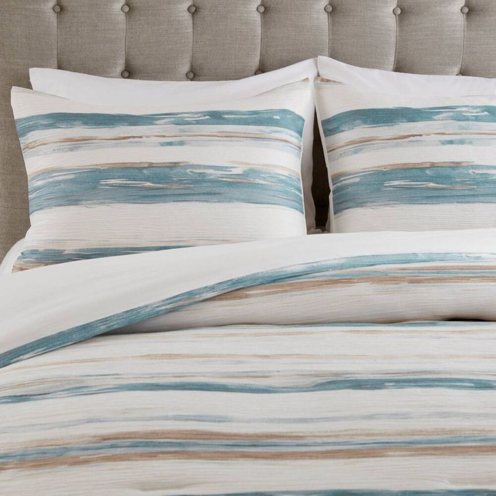 5pc King Watercolor Striped Comforter Set Blue - Picture 3 of 4